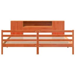 Berkfield Home Bookcase Bed without Mattress Wax Brown 200x200 cm Solid Wood Pine - thumbnail 4