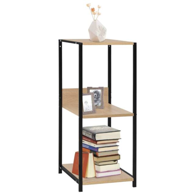 Berkfield Home Small Straight Book Shelf Black & Oak 33.5x39.6x79.7 cm Engineered Wood - image 1