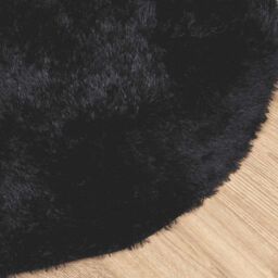 Berkfield Home Shaggy Rug High Pile NAVARRA Black 120x120 cm Polyester - Size: Medium - thumbnail 4