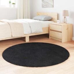 Berkfield Home Shaggy Rug High Pile NAVARRA Black 120x120 cm Polyester - Size: Medium - thumbnail 3