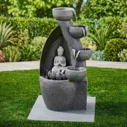 Garden Greatness Lunaria LED Buddha Serenity Water Feature in Grey - Size: 1 Pack - thumbnail 2