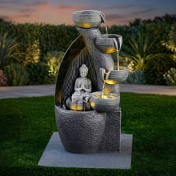 Garden Greatness Lunaria LED Buddha Serenity Water Feature in Grey - Size: 1 Pack - thumbnail 1