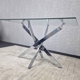 KOSY KOALA Modern Rectangle Glass Dining Table Set With 4 Cream Gem Pattern Chair - thumbnail 6