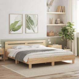 Berkfield Home Bed Frame without Mattress Sonoma Oak 180x200 cm Super King in Brown - thumbnail 1