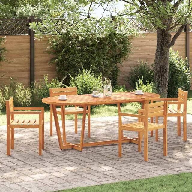 Berkfield Home Beautiful Garden Dining Table Oval 200x90x75 cm Solid Wood Acacia in Brown - Size: 200 x 90 x 75 cm - image 1