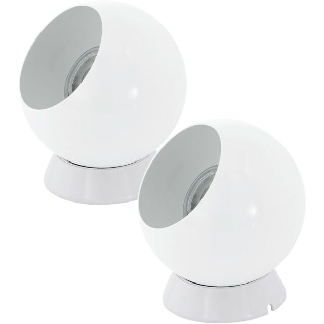 Loops 2 PACK Table Desk Lamp Colour White Steel In Line Switch GU10 1x3.3W Included - image 1