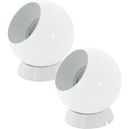 Loops 2 PACK Table Desk Lamp Colour White Steel In Line Switch GU10 1x3.3W Included - thumbnail 1