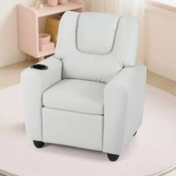EONLION Recliner Push Back Sofa Chair with Cup Holder in Grey - Size: 100 cm