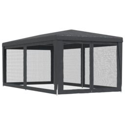 Berkfield Home Party Tent with 6 Mesh Sidewalls Anthracite 3x6 m HDPE in Black - thumbnail 5