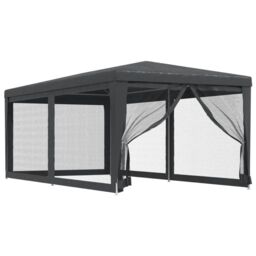 Berkfield Home Party Tent with 6 Mesh Sidewalls Anthracite 3x6 m HDPE in Black - thumbnail 2