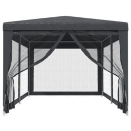 Berkfield Home Party Tent with 6 Mesh Sidewalls Anthracite 3x6 m HDPE in Black - thumbnail 3