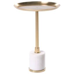 Wyld and Coco Aster Side Table - White Marble Base with Gold-Toned Tray 36 cm in Gold - thumbnail 2
