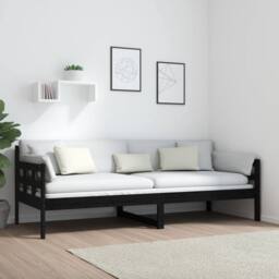 Berkfield Home Day Bed Black Solid Wood Pine 80x200 cm - thumbnail 4