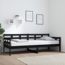 Berkfield Home Day Bed Black Solid Wood Pine 80x200 cm - thumbnail 2