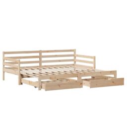 Berkfield Home Daybed with Trundle & Drawers without Mattress 90x200 cm in Brown - thumbnail 3