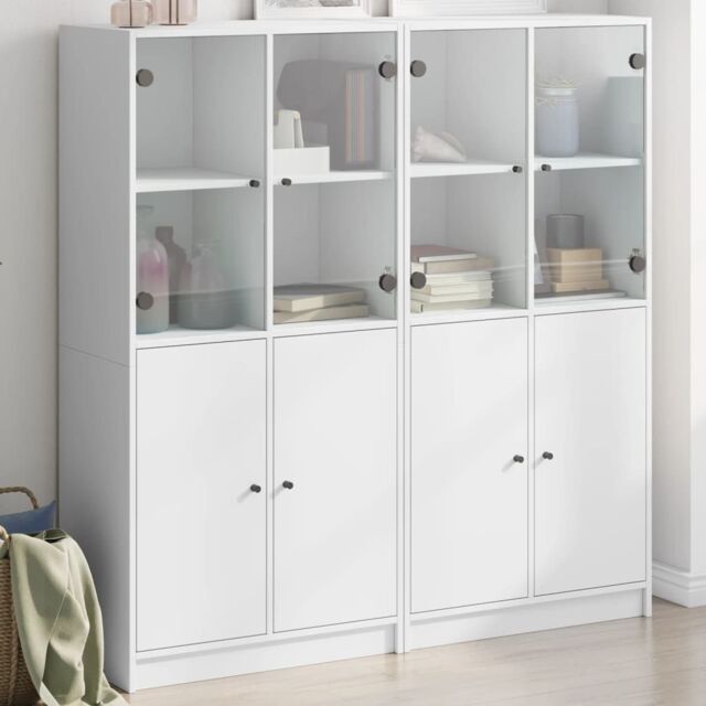 Berkfield Home Bookcase with Doors White 136x37x142 cm Engineered Wood - Size: 136 x 37 x 142 cm - image 1