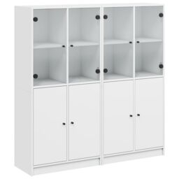 Berkfield Home Bookcase with Doors White 136x37x142 cm Engineered Wood - Size: 136 x 37 x 142 cm - thumbnail 2