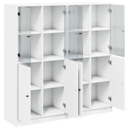 Berkfield Home Bookcase with Doors White 136x37x142 cm Engineered Wood - Size: 136 x 37 x 142 cm - thumbnail 6