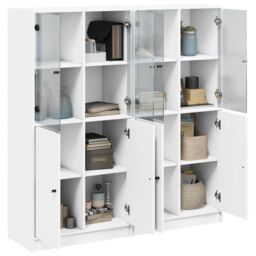Berkfield Home Bookcase with Doors White 136x37x142 cm Engineered Wood - Size: 136 x 37 x 142 cm - thumbnail 4