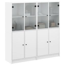 Berkfield Home Bookcase with Doors White 136x37x142 cm Engineered Wood - Size: 136 x 37 x 142 cm - thumbnail 5