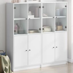 Berkfield Home Bookcase with Doors White 136x37x142 cm Engineered Wood - Size: 136 x 37 x 142 cm - thumbnail 1