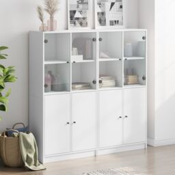 Berkfield Home Bookcase with Doors White 136x37x142 cm Engineered Wood - Size: 136 x 37 x 142 cm - thumbnail 3