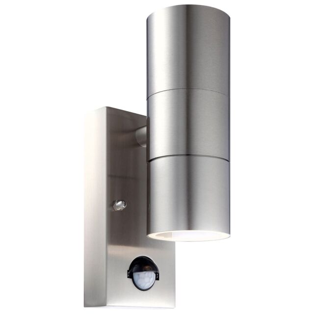 First Choice Lighting Blaze - Stainless Steel Outdoor Up Down Motion Sensor Wall Light in Silver - image 1