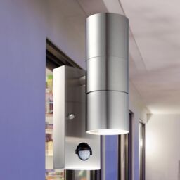 First Choice Lighting Blaze - Stainless Steel Outdoor Up Down Motion Sensor Wall Light in Silver - thumbnail 3