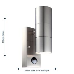 First Choice Lighting Blaze - Stainless Steel Outdoor Up Down Motion Sensor Wall Light in Silver - thumbnail 4