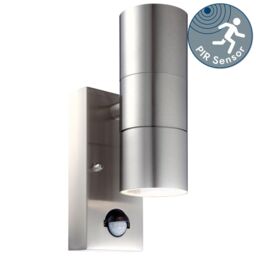 First Choice Lighting Blaze - Stainless Steel Outdoor Up Down Motion Sensor Wall Light in Silver - thumbnail 2