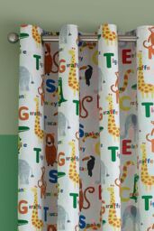 Catherine Lansfield 'Animal Magic' Fully Reversible Eyelet Curtains in Natural - Size: 168 cm width x 183 cm drop - thumbnail 3