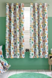 Catherine Lansfield 'Animal Magic' Fully Reversible Eyelet Curtains in Natural - Size: 168 cm width x 183 cm drop - thumbnail 1