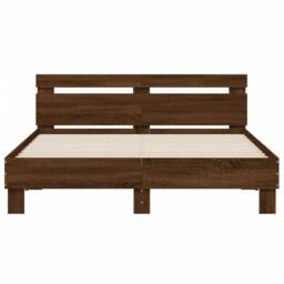 Berkfield Home Bed Frame without Mattress Brown Oak 140x200 cm - thumbnail 5