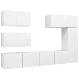 Berkfield Home Modern 6 Piece TV Cabinet Set White Engineered Wood - thumbnail 3