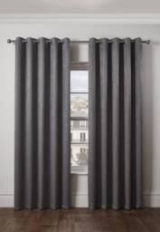 New Edge Blinds Metro Thermal Blackout Eyelet Curtains in Grey - Size: 168 cm width x 229 cm drop - thumbnail 2