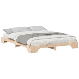 Berkfield Home Floor Bed Frame with Storage Brown 160 x 210 cm Wood - thumbnail 3