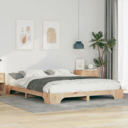 Berkfield Home Floor Bed Frame with Storage Brown 160 x 210 cm Wood - thumbnail 1