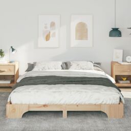 Berkfield Home Floor Bed Frame with Storage Brown 160 x 210 cm Wood - thumbnail 5