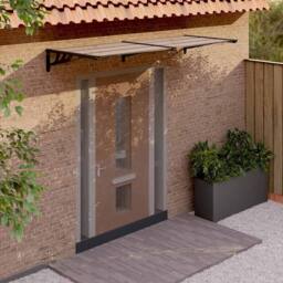 Berkfield Home Door Canopy Black 239x90 cm Polycarbonate - thumbnail 2