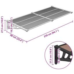 Berkfield Home Door Canopy Black 239x90 cm Polycarbonate - thumbnail 6
