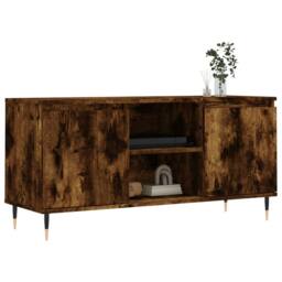 Berkfield Home TV Cabinet Smoked Oak 104x35x50 cm Engineered Wood in Brown - Size: 104 x 35 x 50 cm - thumbnail 3