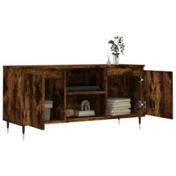 Berkfield Home TV Cabinet Smoked Oak 104x35x50 cm Engineered Wood in Brown - Size: 104 x 35 x 50 cm - thumbnail 4