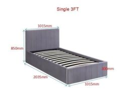 KOSY KOALA Ottoman Bed Gas Lift Storage Grey 3ft Single with 1 Mattress Line Pattern Velvet Bedroom - thumbnail 6