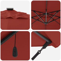 Berkfield Home Roma Cantilever Parasol with LEDs in Terracotta - 286 x 285 x 270 cm, Aluminium in Red - Size: 286 x 285 x 270 cm - thumbnail 8
