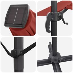 Berkfield Home Roma Cantilever Parasol with LEDs in Terracotta - 286 x 285 x 270 cm, Aluminium in Red - Size: 286 x 285 x 270 cm - thumbnail 9