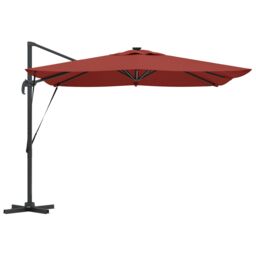 Berkfield Home Roma Cantilever Parasol with LEDs in Terracotta - 286 x 285 x 270 cm, Aluminium in Red - Size: 286 x 285 x 270 cm - thumbnail 6