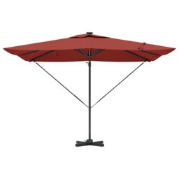 Berkfield Home Roma Cantilever Parasol with LEDs in Terracotta - 286 x 285 x 270 cm, Aluminium in Red - Size: 286 x 285 x 270 cm - thumbnail 5