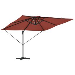 Berkfield Home Roma Cantilever Parasol with LEDs in Terracotta - 286 x 285 x 270 cm, Aluminium in Red - Size: 286 x 285 x 270 cm - thumbnail 4