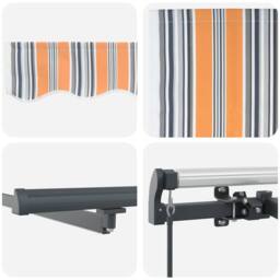 Berkfield Home Manual Retractable Awning with LED Multicolour Stripe 450x350 cm in Orange - thumbnail 8