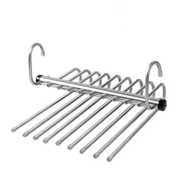 KORVIXA 9Layer Stainless Steel Folding Pant Trouser Hanger Rack in Silver - image 1
